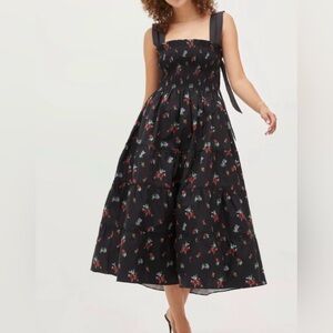 Hill House The Ribbon Ellie Nap Dress - Black Ikat Floral Taffeta
